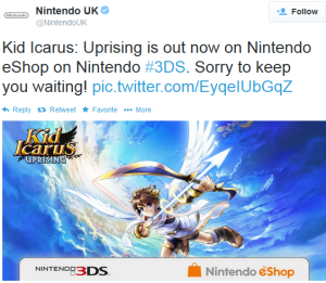 kid icarus 3ds tweet